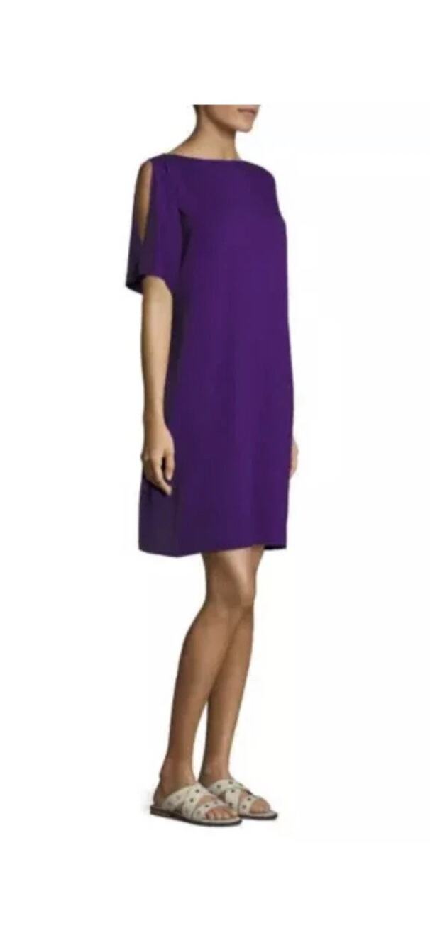 Eileen Fisher Bateau Neck Kimono Ultraviolet Purple Slit Sleeve Women Medium